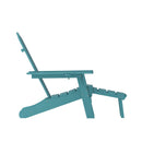 Nassau Adirondack Chair with Cup Holder and Pull Out Ottoman, All-Weather HDPE Indoor/Outdoor Lounge Chair