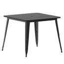 Dryden Indoor/Outdoor Dining Table with Umbrella Hole, 36" Square All Weather Poly Resin Top and Steel Base