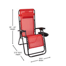 Merrill Set of 2 Red Folding Mesh Upholstered Zero Gravity Chair with Removable Pillow and Cupholder Tray