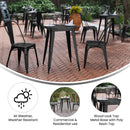 Dryden Indoor/Outdoor Dining Table, 23.75" Round All Weather Poly Resin Top with Steel Base