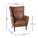 Regal Traditional Wingback Accent Chair, Faux Leather Upholstery and Wooden Frame and Legs
