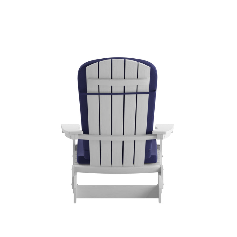 Riviera Set of 2 Weather Resistant Folding Adirondack Patio Chairs With Vertical Lattice Backs and Comfort Foam Cushions