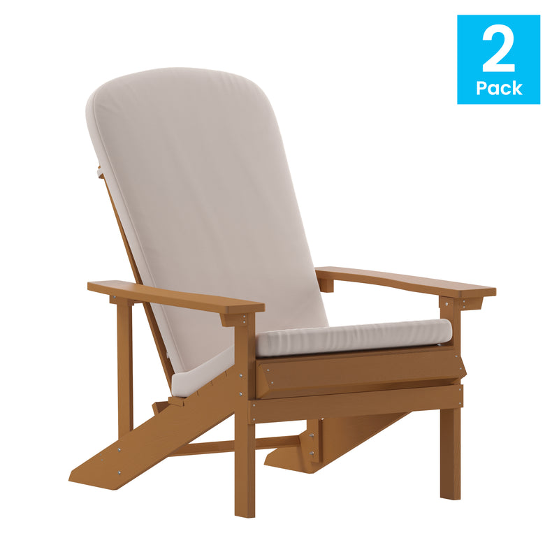 Riviera Set of 2 Weather Resistant Adirondack Patio Chairs With Vertical Lattice Backs and Comfort Foam Cushions
