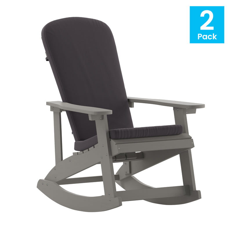 Atlantic All-Weather Polyresin Adirondack Rocking Chair with Vertical Slats and Weather Resistant Cushions