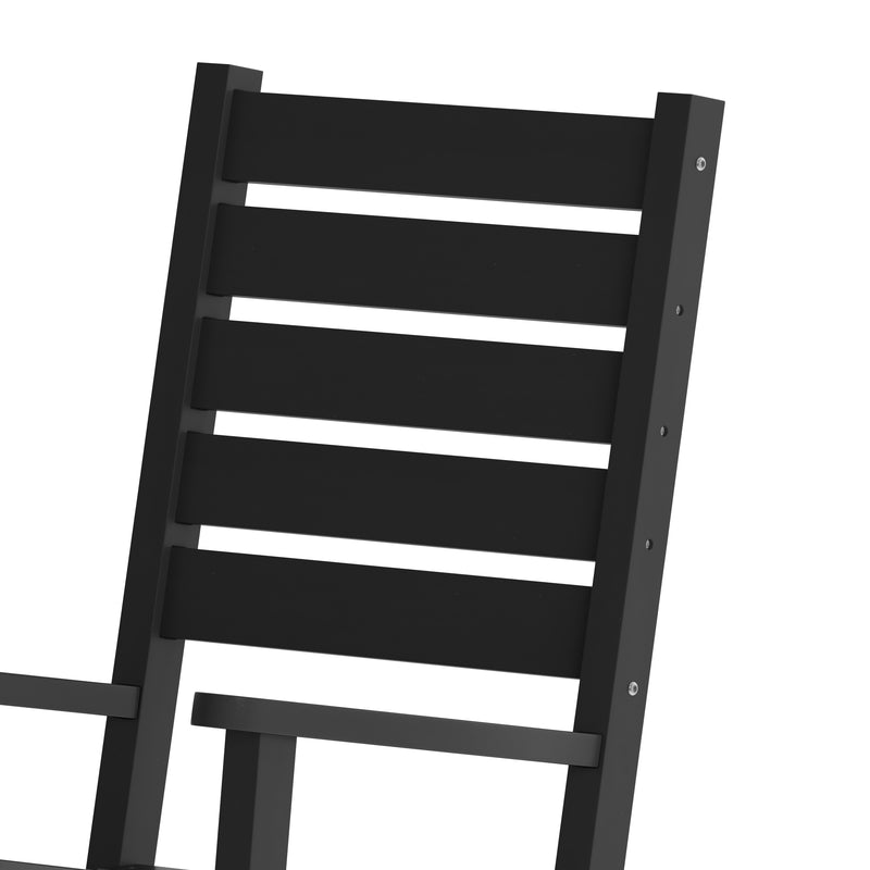 Fielder Contemporary Rocking Chair, All-Weather HDPE Indoor/Outdoor Rocker in Black
