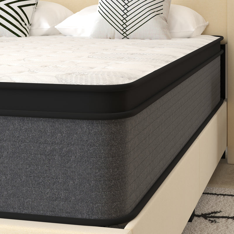 Lofton 13" Euro Top Queen Size Mattress in a Box with Hybrid Pocket Spring and Foam Design for Supportive Pressure Relief