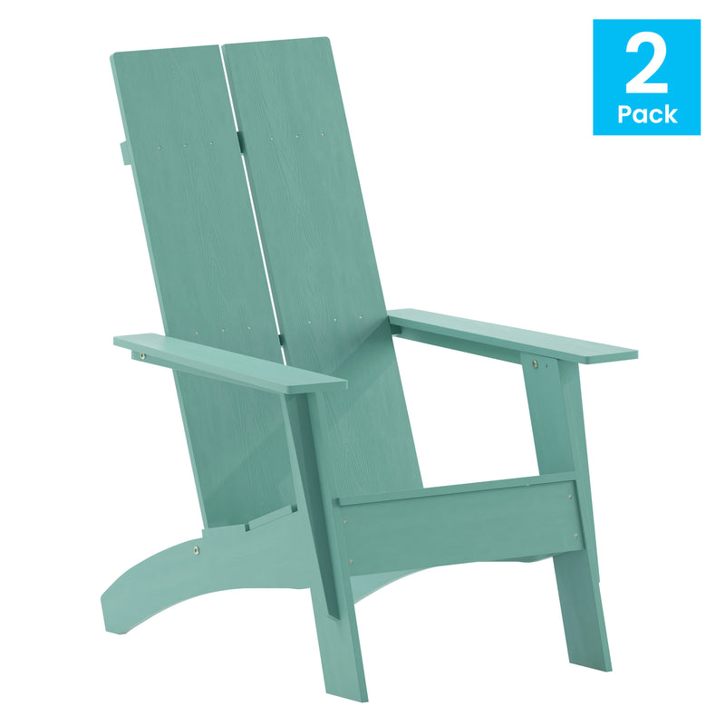 Set of 2 Piedmont Modern All-Weather Poly Resin Wood Adirondack Chairs