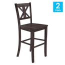 Imelda Set of Two Solid Wood Modern Farmhouse Bar Height Dining Stool