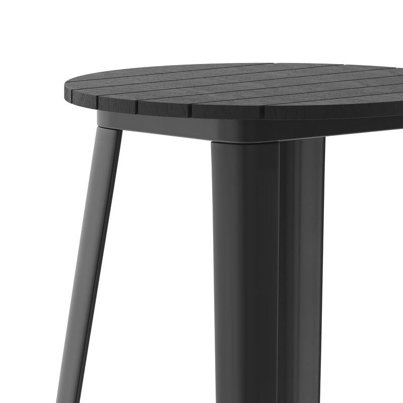 Dryden Indoor/Outdoor Bar Top Table, 23.75" Round All Weather Poly Resin Top with Steel base