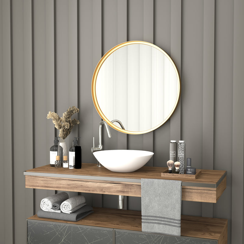 Monaco Round Deep Frame Accent Mirror Round Metal Framed Wall Mount Mirror