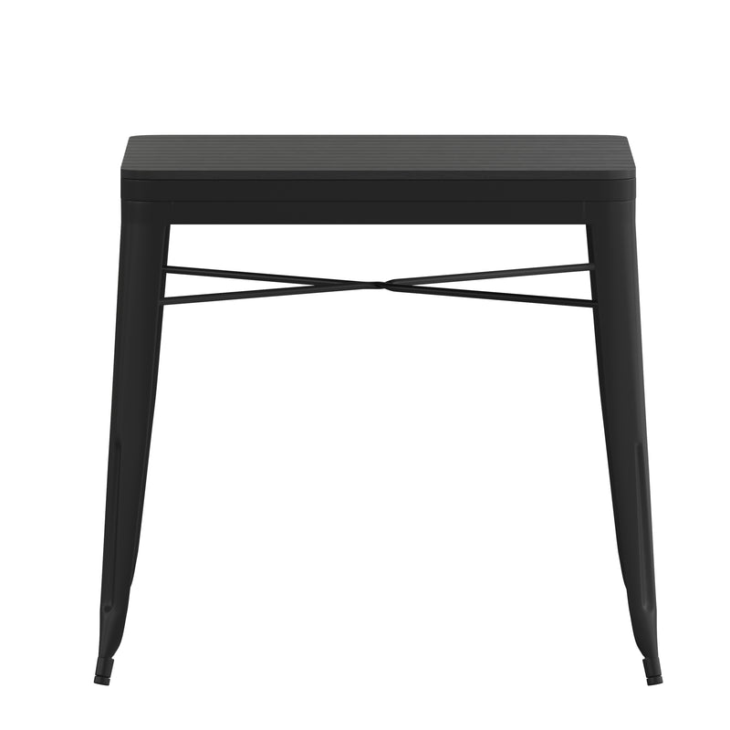 Hara 31.5" Square Indoor/Outdoor Black Steel Patio Dining Table for 4