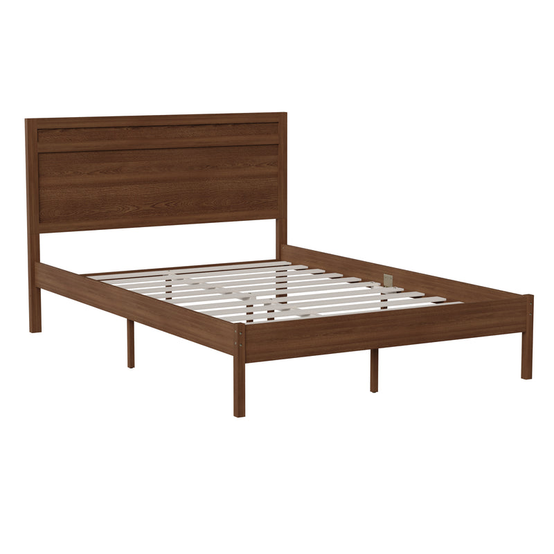 Somerset Solid Wood Platform Bed with Wooden Slats and Headboard, No Box Spring Needed