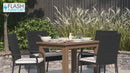 Mathias Set of 4 Indoor/Outdoor Black Wicker Patio Chairs with Powder Coated Steel Frame and Gray Padded Cushion
