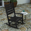 Fielder Contemporary Rocking Chair, All-Weather HDPE Indoor/Outdoor Rocker in Black