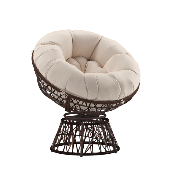 Foley Papasan Style Woven Wicker Swivel Patio Chair with Removable All-Weather Cushion