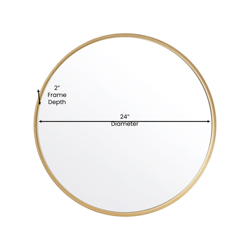 Monaco Round Deep Frame Accent Mirror Round Metal Framed Wall Mount Mirror