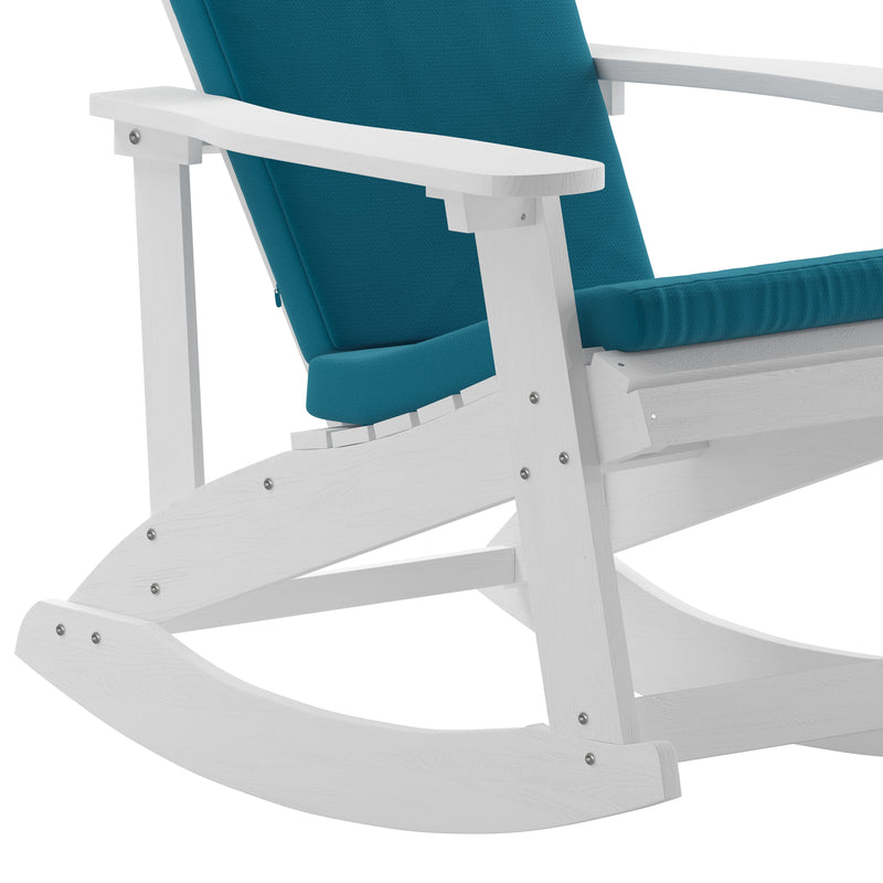 Atlantic All-Weather Polyresin Adirondack Rocking Chair with Vertical Slats and Weather Resistant Cushions