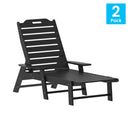 Gaylord Set of 2 Adjustable Adirondack Loungers with Cup Holders- All-Weather Indoor/Outdoor HDPE Lounge Chairs
