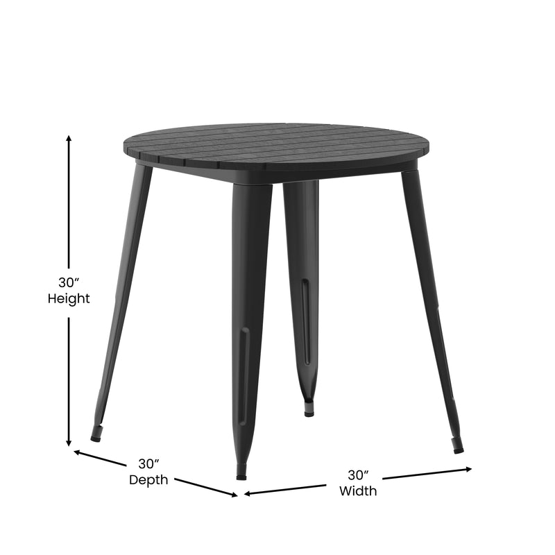 Dryden Indoor/Outdoor Dining Table, 30" Round All Weather Poly Resin Top with Steel Base