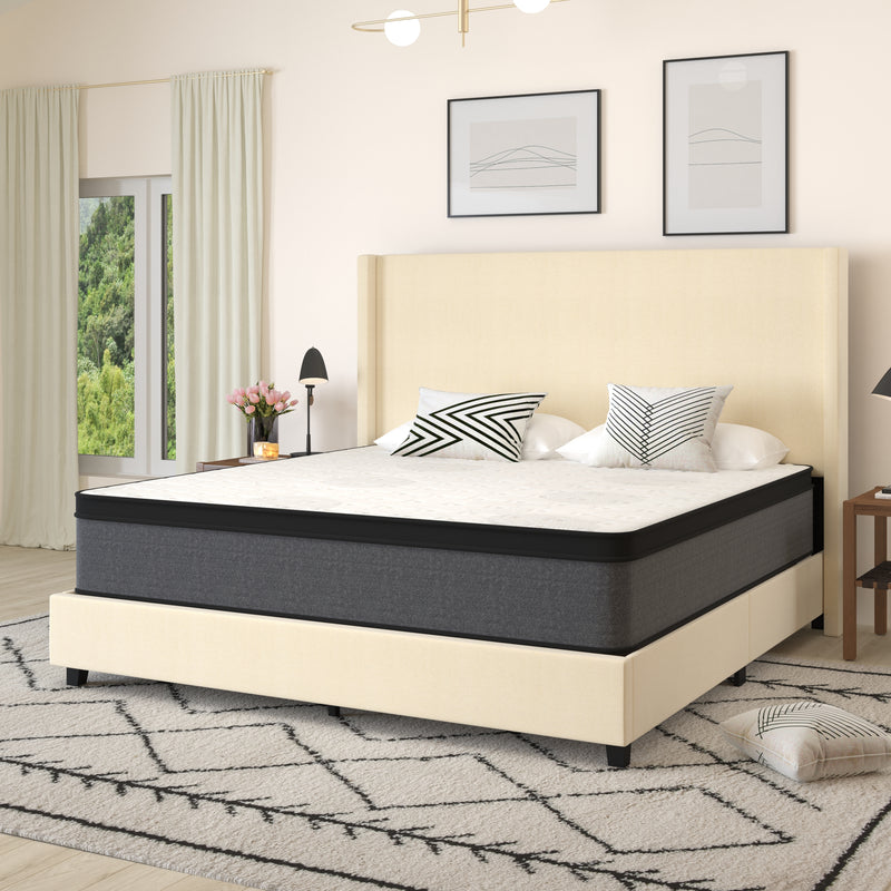 Lofton 13" Euro Top King Size Mattress in a Box with Hybrid Pocket Spring and Foam Design for Supportive Pressure Relief