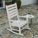 Fielder Contemporary Rocking Chair, All-Weather HDPE Indoor/Outdoor Rocker in White