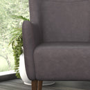 Regal Traditional Wingback Accent Chair, Faux Leather Upholstery and Wooden Frame and Legs