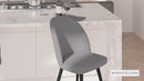 Teague Set of 2 Modern Armless Counter Stools with Contoured Backs, Steel Frames, and Integrated Footrests in Gray Faux Linen