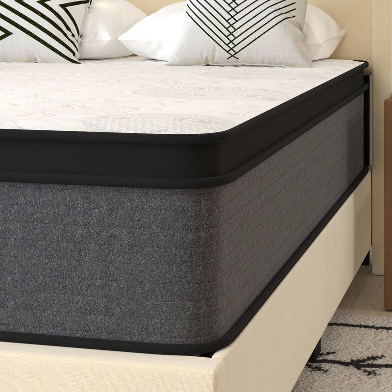 Lofton 13" Euro Top Full Size Mattress in a Box with Hybrid Pocket Spring and Foam Design for Supportive Pressure Relief
