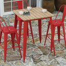 Dryden Indoor/Outdoor Bar Top Table, 31.5" Square All Weather Poly Resin Top with Steel base