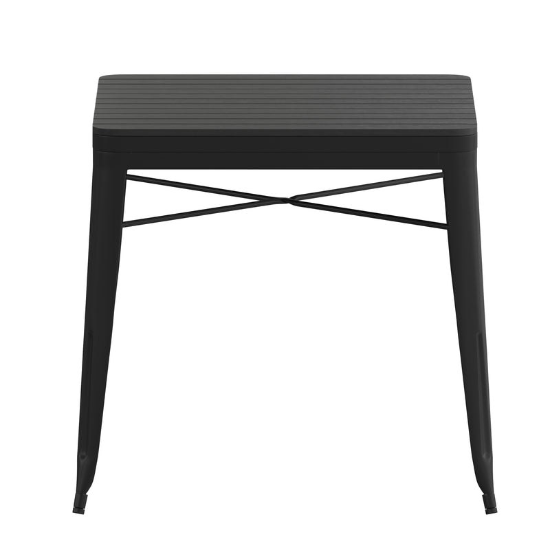 Hara 31.5" Square Indoor/Outdoor Black Steel Patio Dining Table for 4
