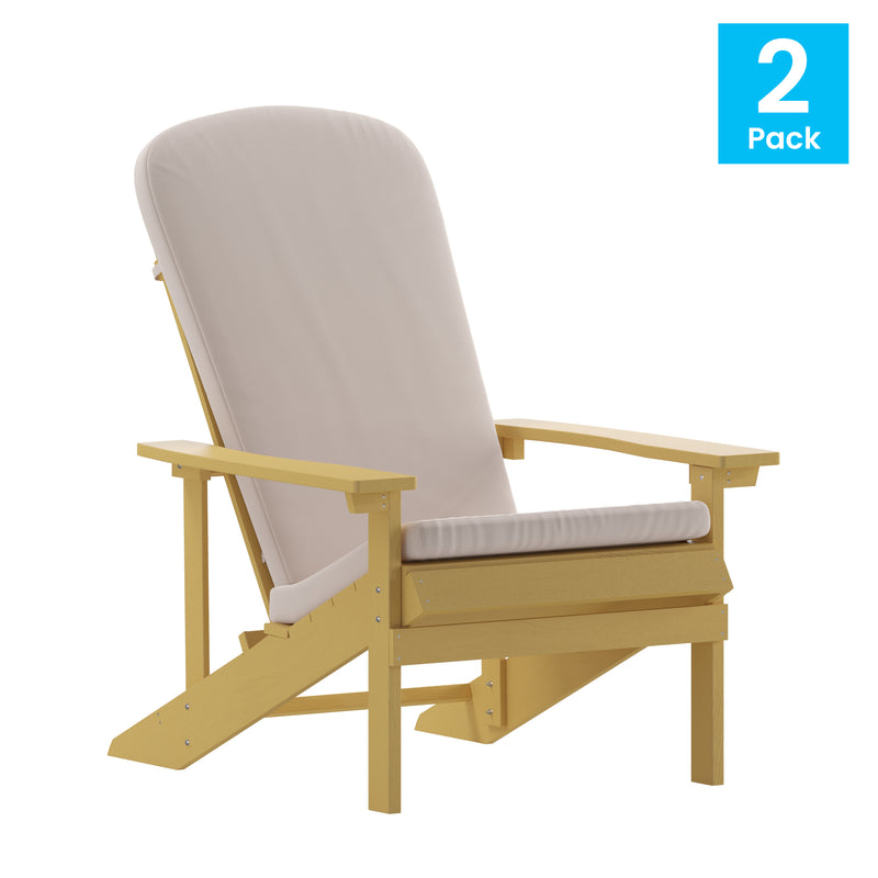 Riviera Set of 2 Weather Resistant Adirondack Patio Chairs With Vertical Lattice Backs and Comfort Foam Cushions