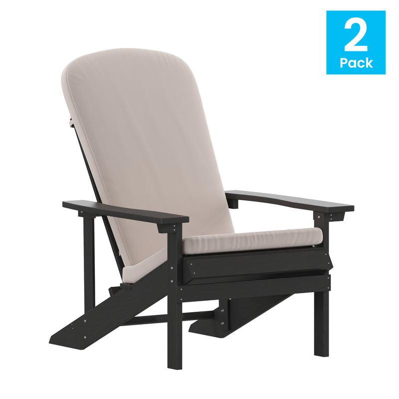 Riviera Set of 2 Weather Resistant Adirondack Patio Chairs With Vertical Lattice Backs and Comfort Foam Cushions