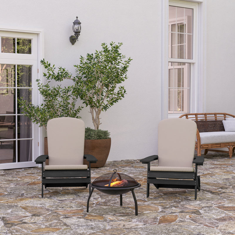 Riviera Set of 2 Weather Resistant Folding Adirondack Patio Chairs With Vertical Lattice Backs and Comfort Foam Cushions