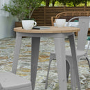 Dryden Indoor/Outdoor Dining Table, 23.75" Round All Weather Poly Resin Top with Steel Base