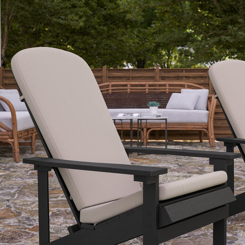 Riviera Set of 2 Weather Resistant Adirondack Patio Chairs With Vertical Lattice Backs and Comfort Foam Cushions