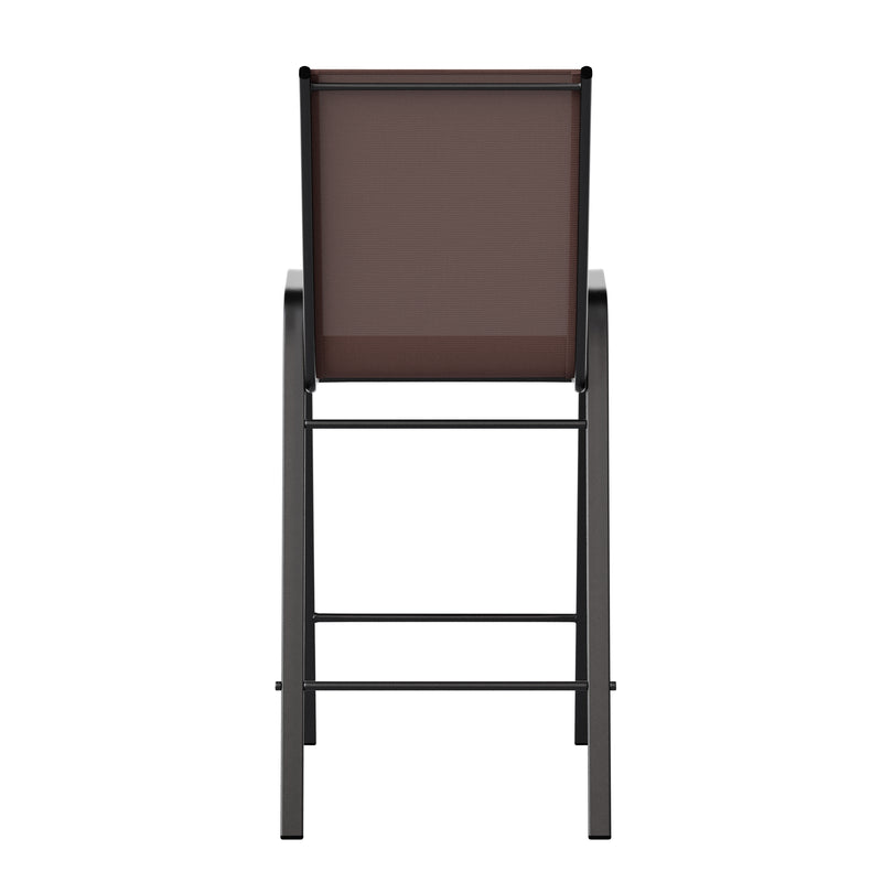 Set of 2 Manado Series Metal Bar Height Patio Chairs with Flex Comfort Material