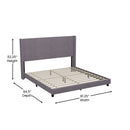 Sana Modern Gray Velvet Upholstered Platform Bed Frame with Padded, Tufted Wingback Headboard and Wood Support Slats, No Box Spring Required