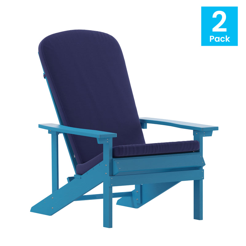 Riviera Set of 2 Weather Resistant Adirondack Patio Chairs With Vertical Lattice Backs and Comfort Foam Cushions