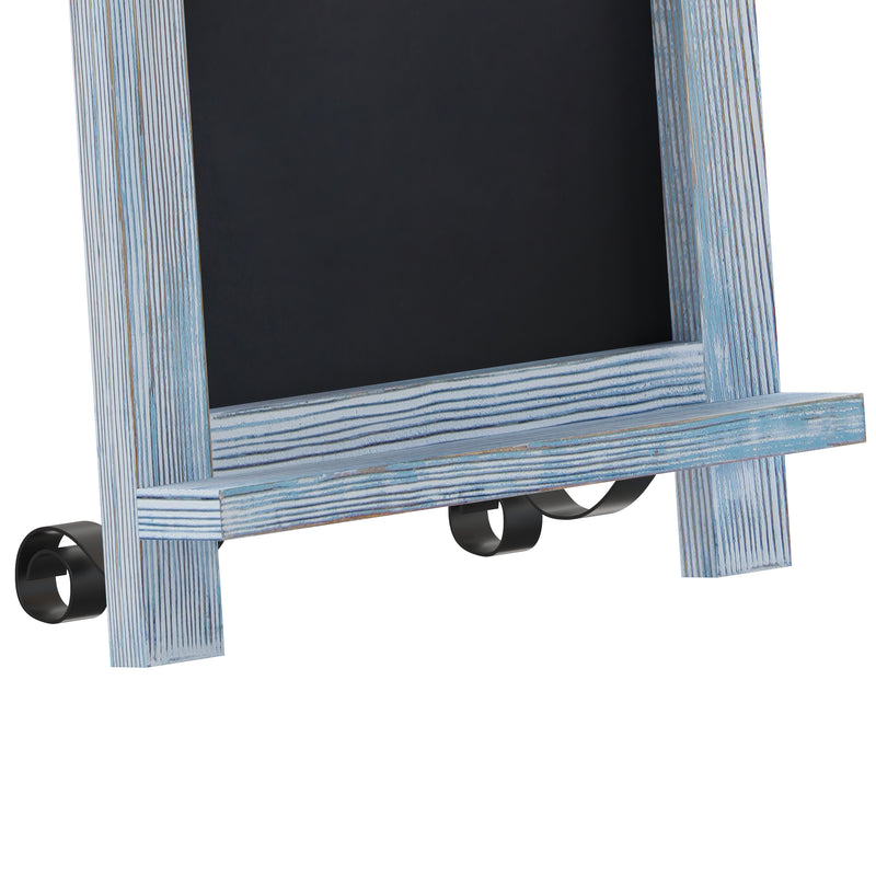 Magda Set of 10 Wall Mount or Tabletop Magnetic Chalkboards with Folding Metal Legs in Rustic Blue,  9.5" x 14"