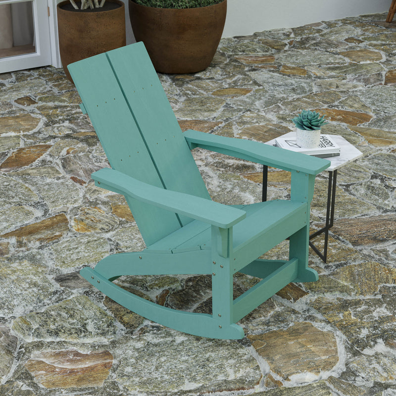 Set of 2 Wellington UV Treated All-Weather Polyresin Adirondack Rocking Chairs