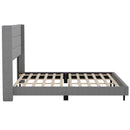 Percy Modern Platform Bed with Padded Channel Stitched Faux Linen Upholstered Wingback Headboard and 8.6" Underbed Clearance