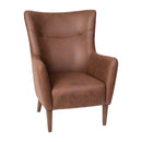Regal Traditional Wingback Accent Chair, Faux Leather Upholstery and Wooden Frame and Legs