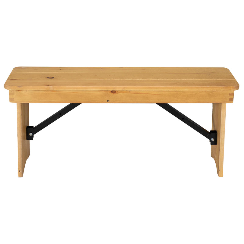 Tinsley 40" x 12" Solid Pine Folding Farmhouse Style Bench