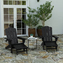 Ridley Adirondack Chair with Cup Holder and Pull Out Ottoman, All-Weather HDPE Indoor/Outdoor Lounge Chair, Set of 2