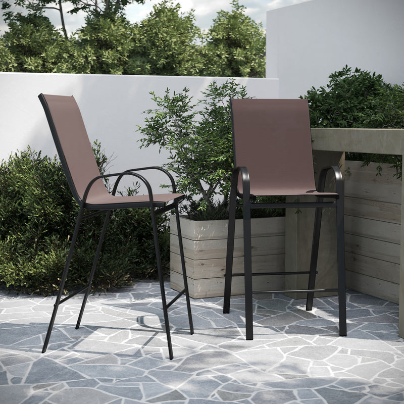 Set of 2 Manado Series Metal Bar Height Patio Chairs with Flex Comfort Material