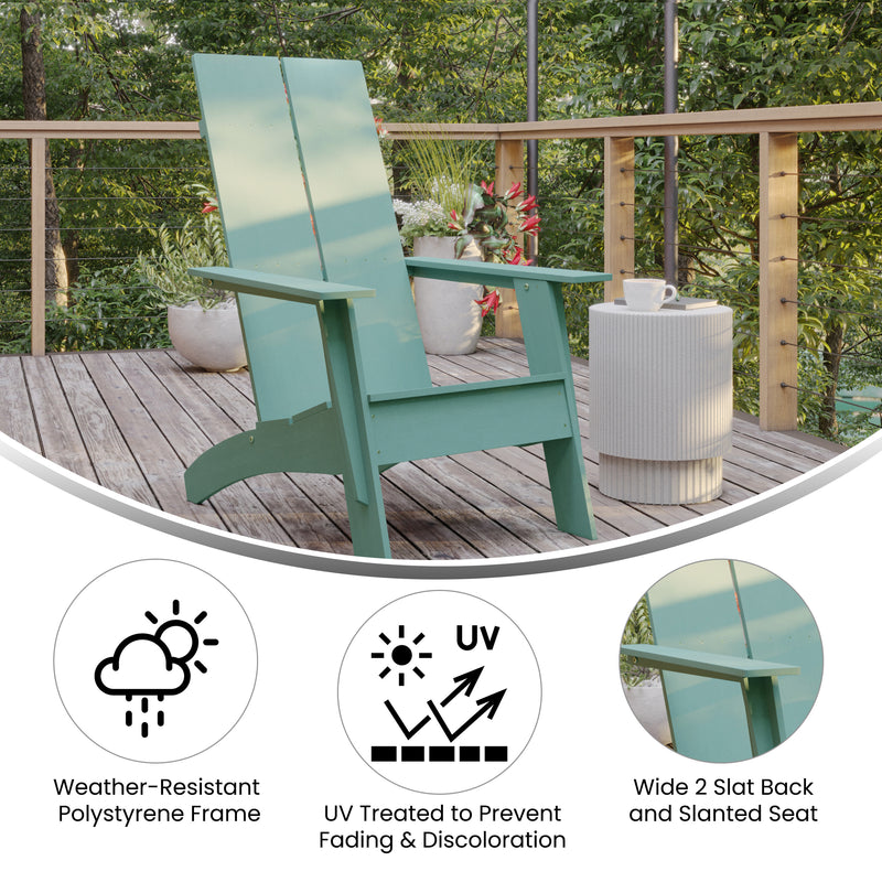 Set of 2 Piedmont Modern All-Weather Poly Resin Wood Adirondack Chairs