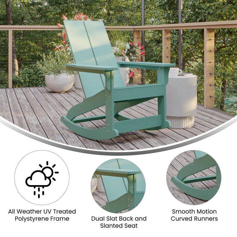 Set of 2 Wellington UV Treated All-Weather Polyresin Adirondack Rocking Chairs