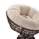 Foley Papasan Style Woven Wicker Swivel Patio Chair in Brown with Removable All-Weather Beige Cushion