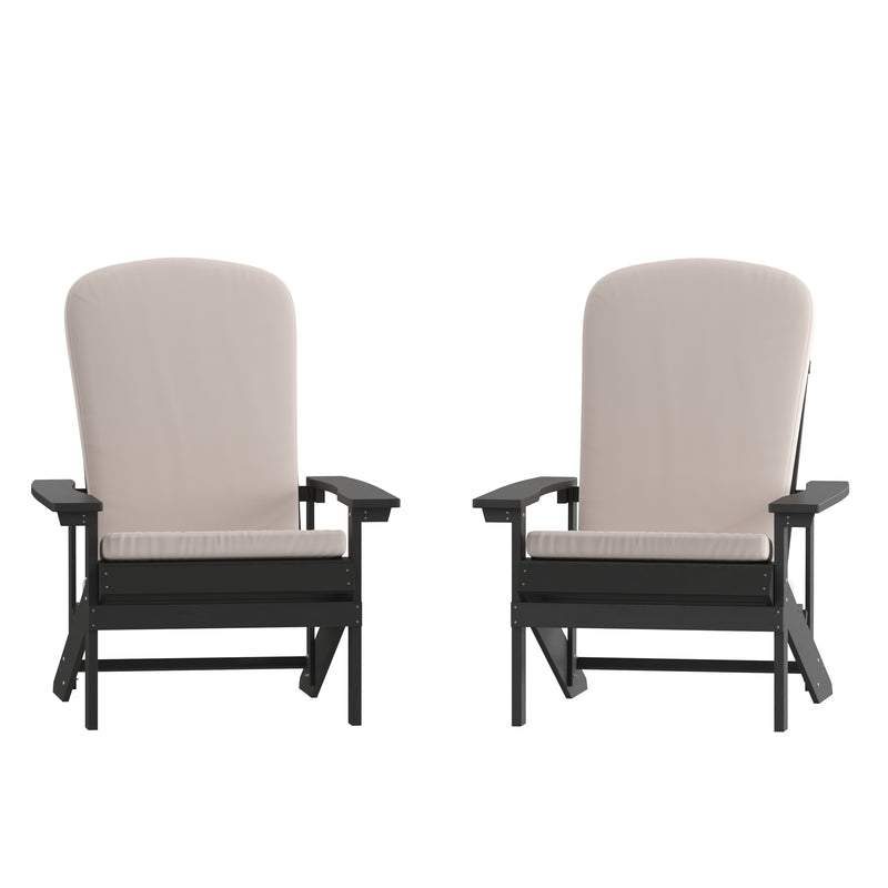 Riviera Set of 2 Weather Resistant Adirondack Patio Chairs With Vertical Lattice Backs and Comfort Foam Cushions