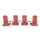 Set of 4 Riviera Poly Resin Folding Adirondack Lounge Chair - All-Weather Indoor/Outdoor Patio Chair